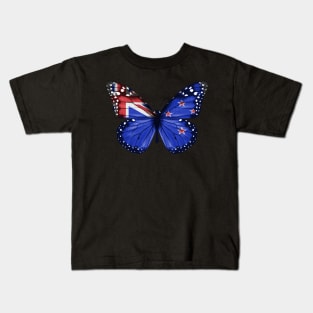 New Zealander Flag  Butterfly - Gift for New Zealander From New Zealand Kids T-Shirt